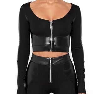 Maniere De Voir Vegan Leather Long sleeve top
